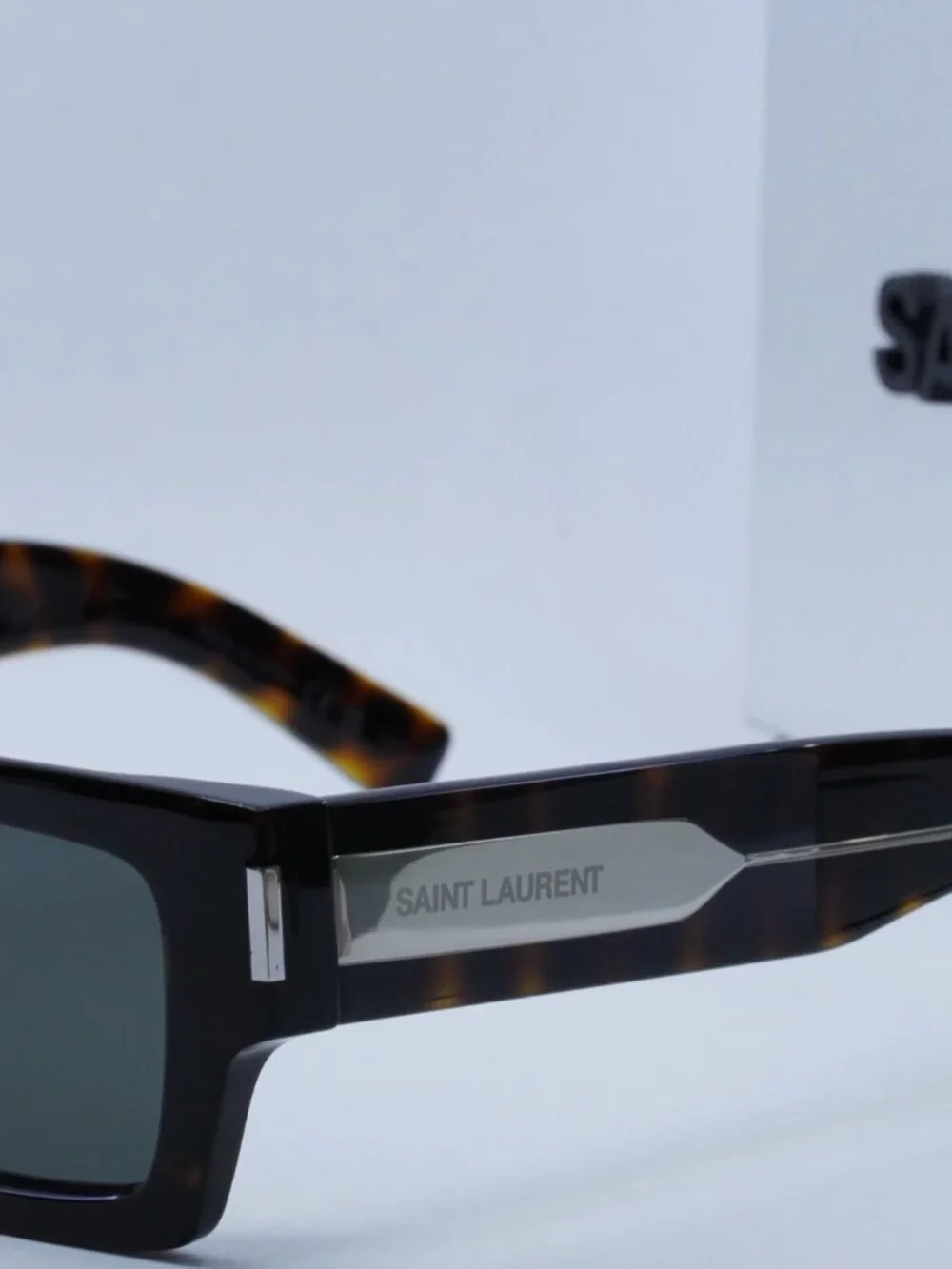 Saint Laurent SL736 001 Square Sunglasses - Dark Havana / Grey